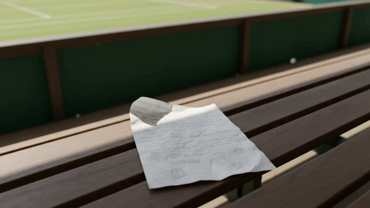 Hoja de programación con anotaciones a lápiz sobre un asiento en Wimbledon
